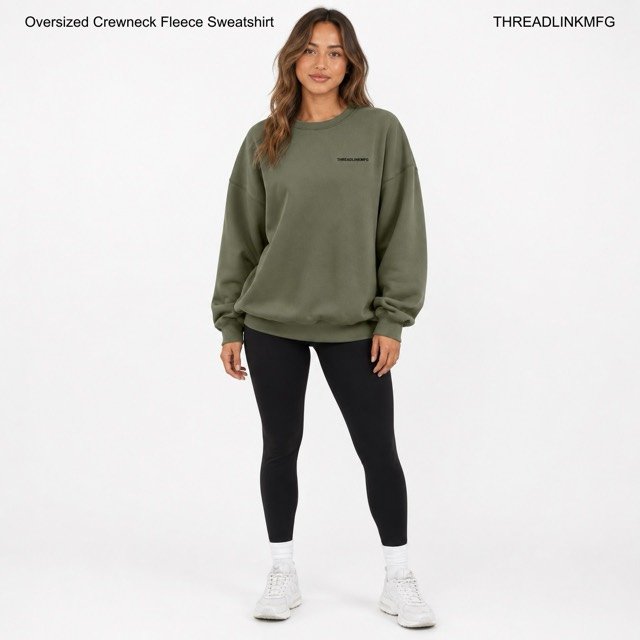 Oversized Crewneck Fleece Sweatshirt