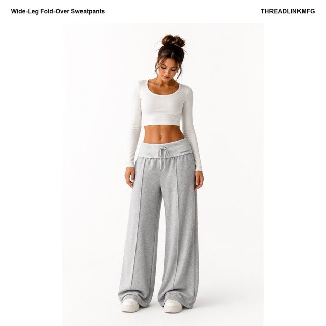 Wide-Leg Fold-Over Sweatpants