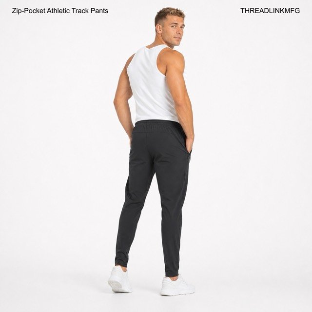 Zip-Pocket Athletic Track Pants